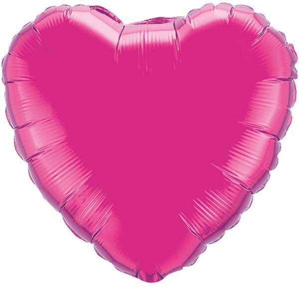 Balon mini folie magenta in forma de inima - 10 cm, umflat + bat si rozeta, Qualatex 99339, 1 buc