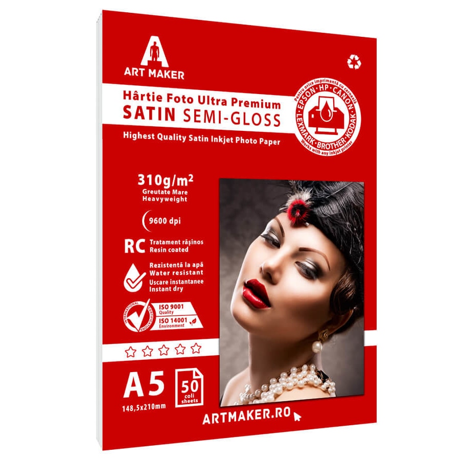 Hartie foto Art Maker Satin, Ultra Premium, 310g/mp, RC, A5, 50 coli
