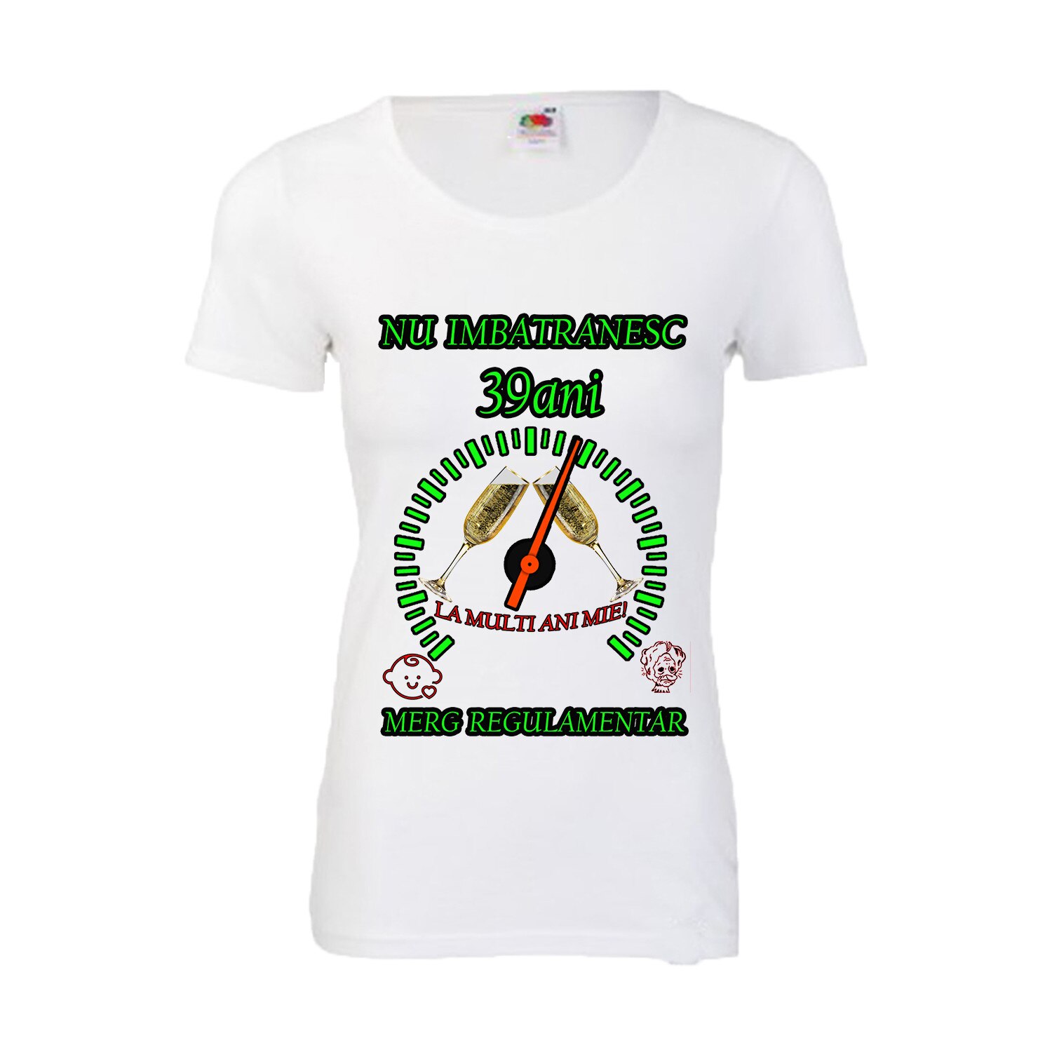 Tricou personalizat dama Fruit of the loom nu imbatranesc 39 alb S