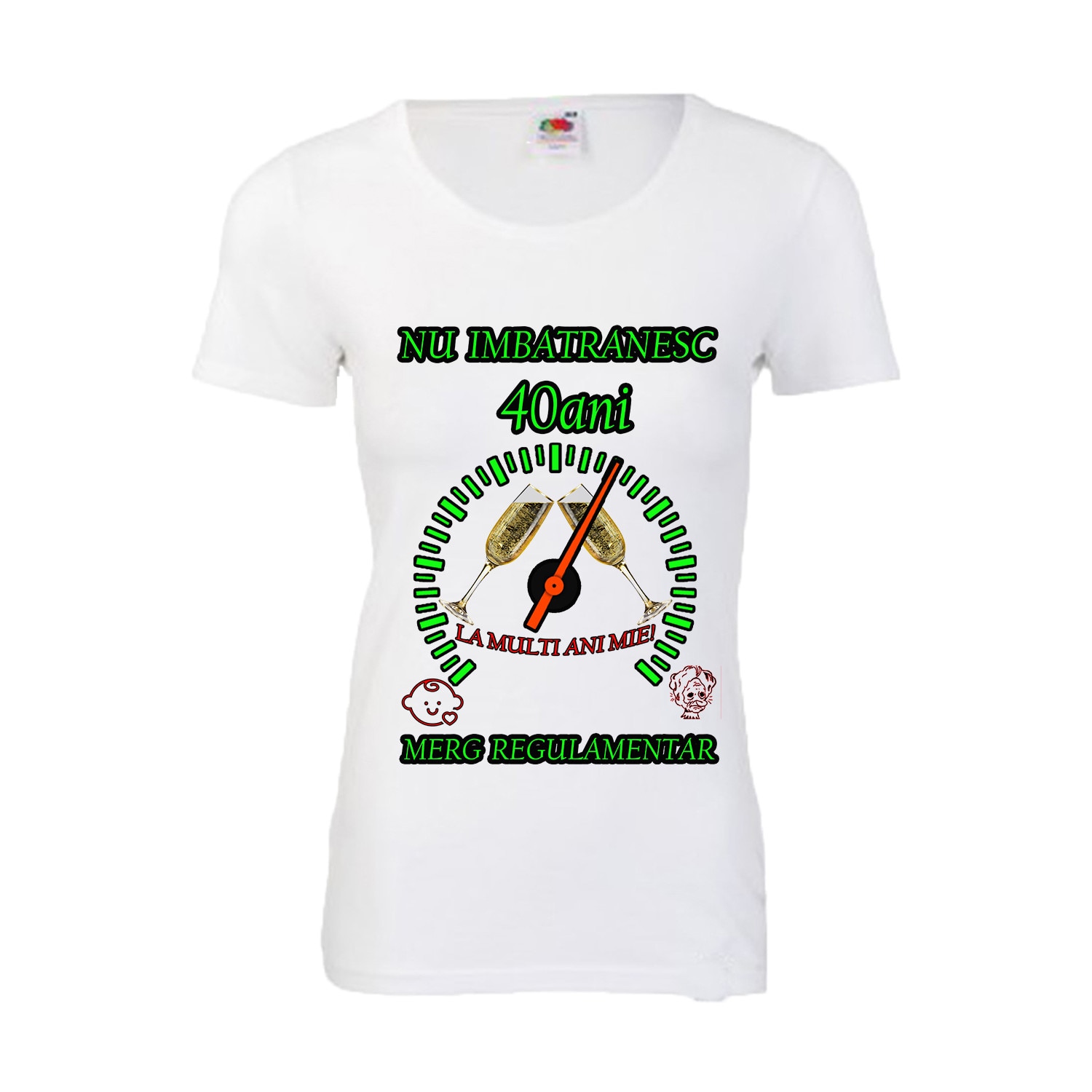 Tricou personalizat dama Fruit of the loom nu imbatranesc 40 alb M