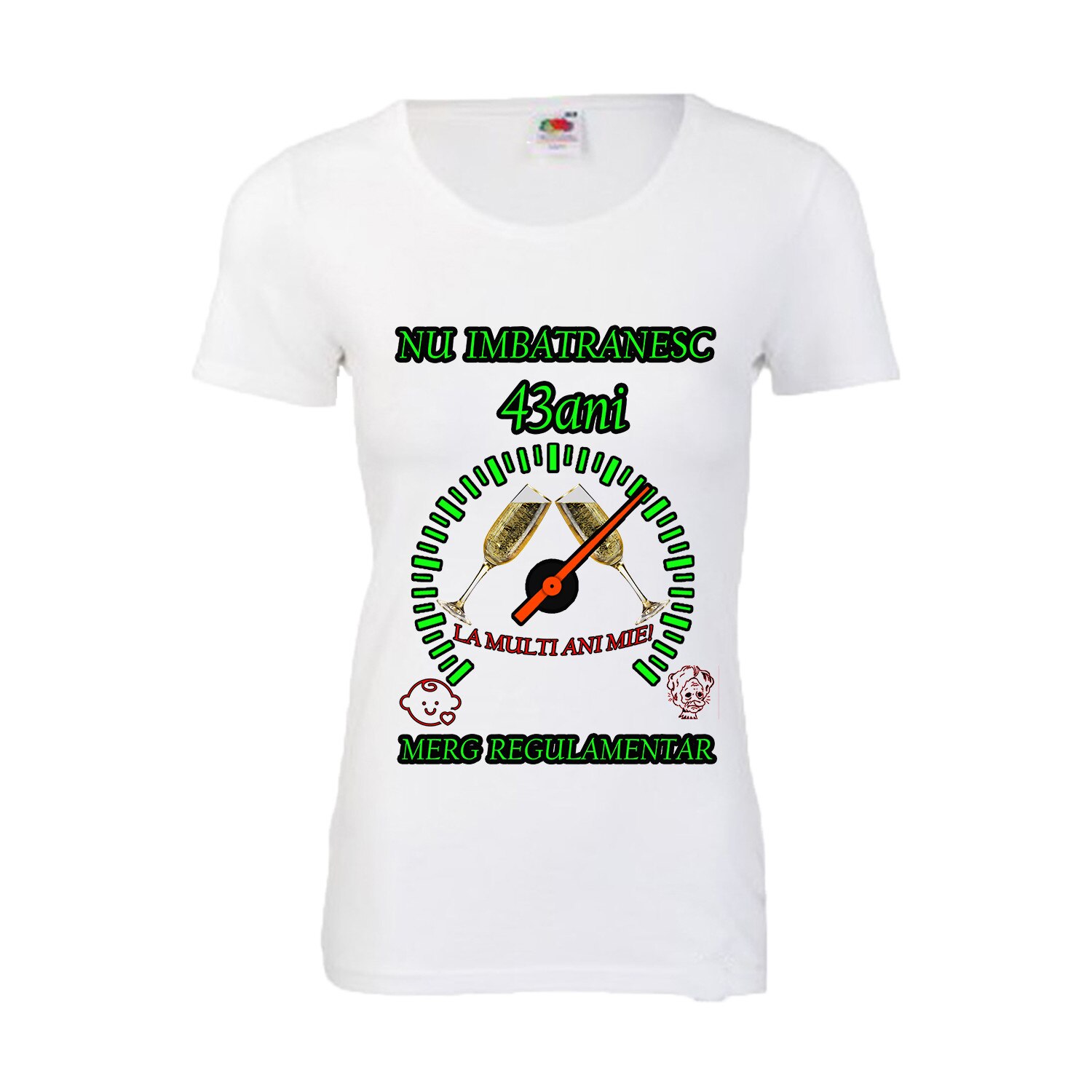 Tricou personalizat dama Fruit of the loom nu imbatranesc 43 alb XXL