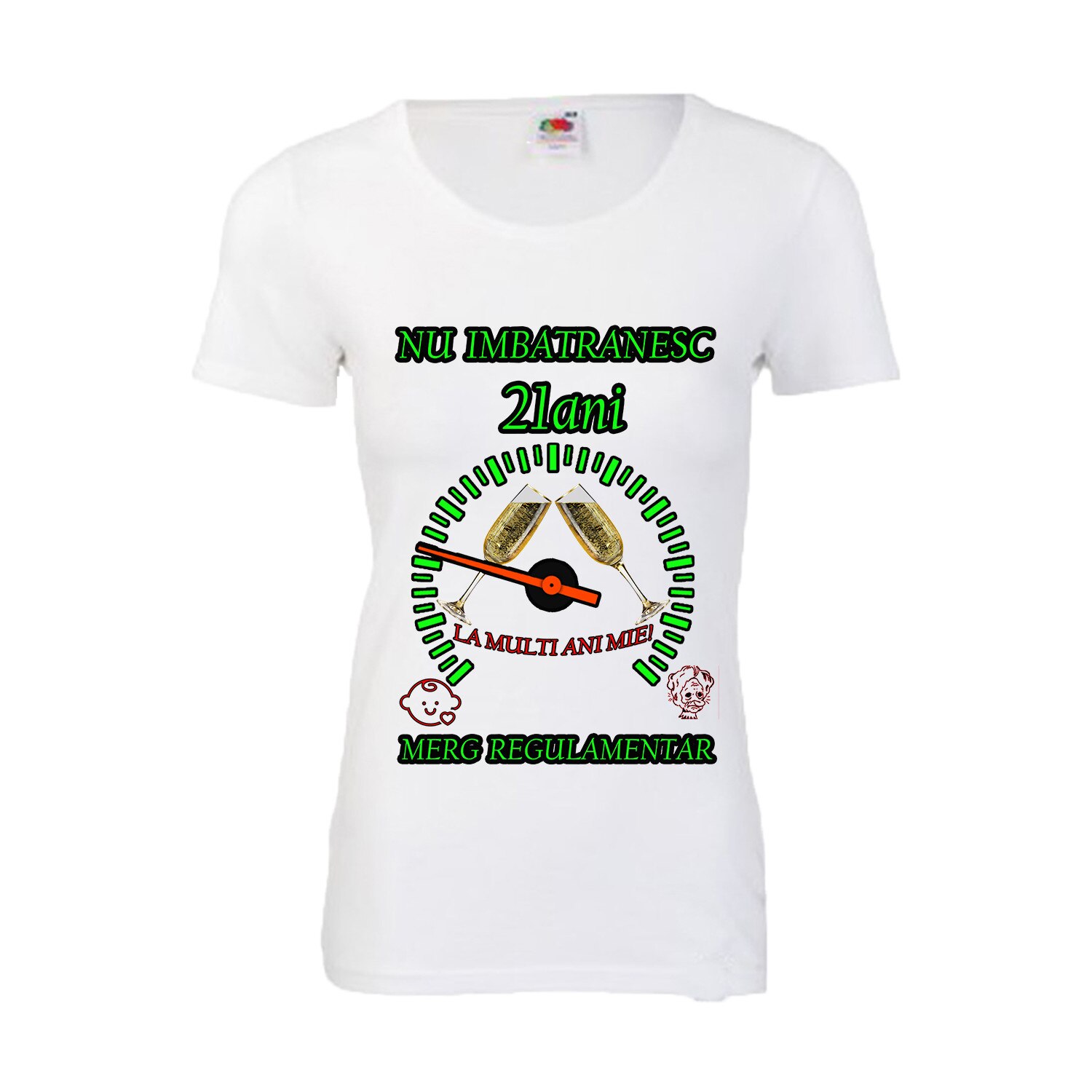 Tricou personalizat dama Fruit of the loom nu imbatranesc 21 alb M