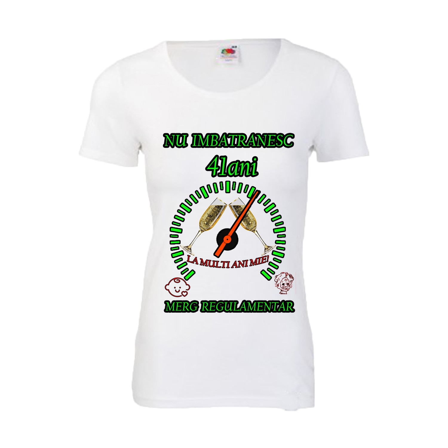 Tricou personalizat dama Fruit of the loom nu imbatranesc 41 alb S
