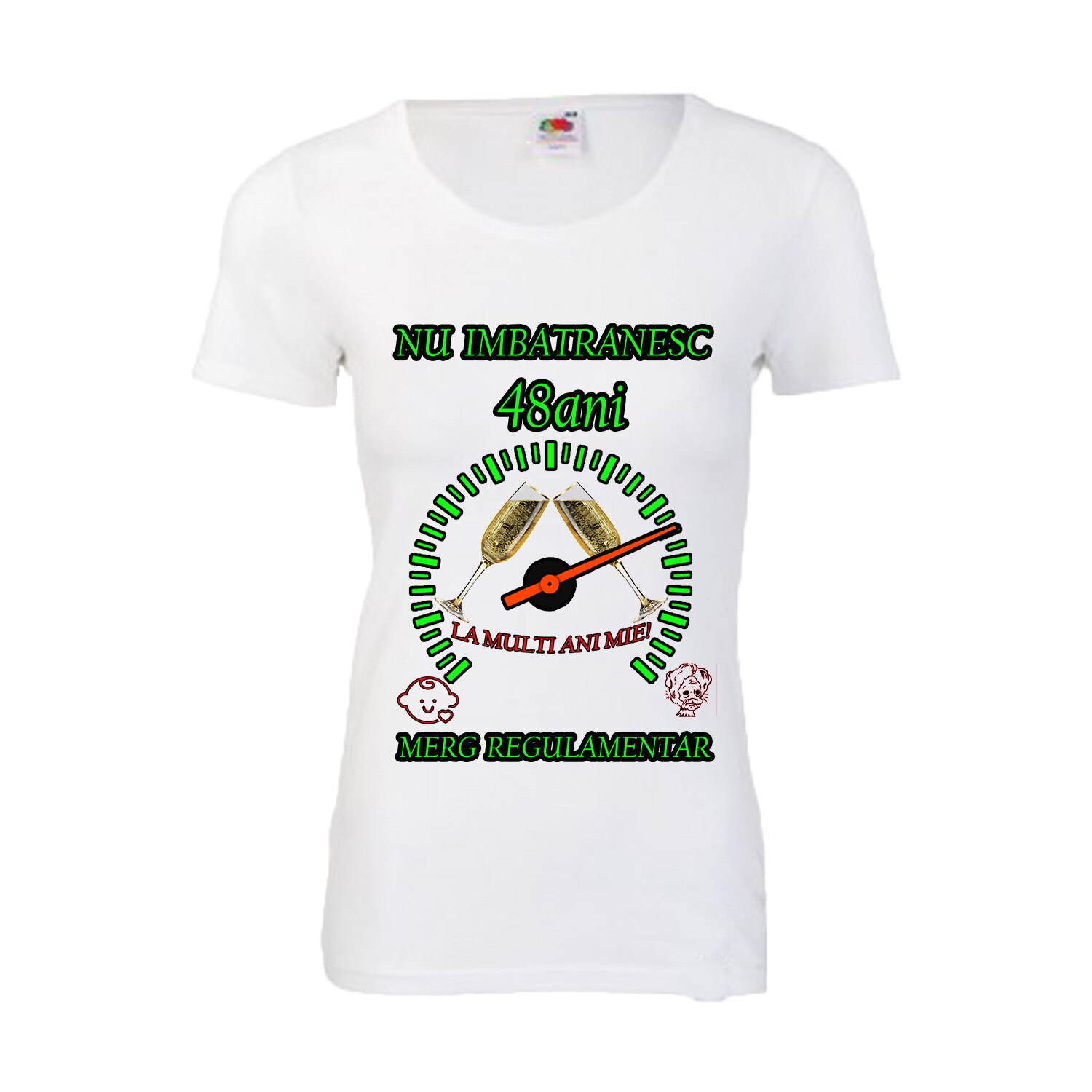 Tricou personalizat dama Fruit of the loom nu imbatranesc 48 alb S
