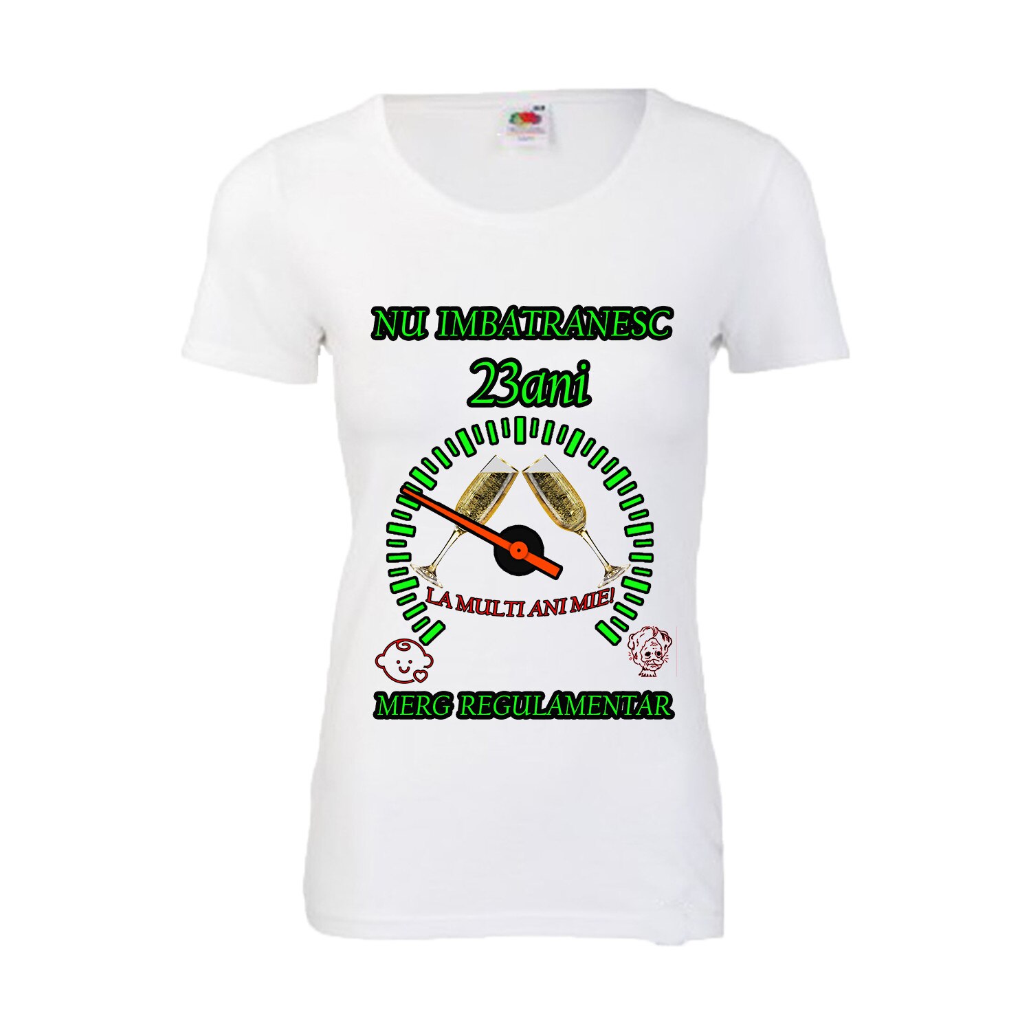 Tricou personalizat dama Fruit of the loom nu imbatranesc 23 alb XL
