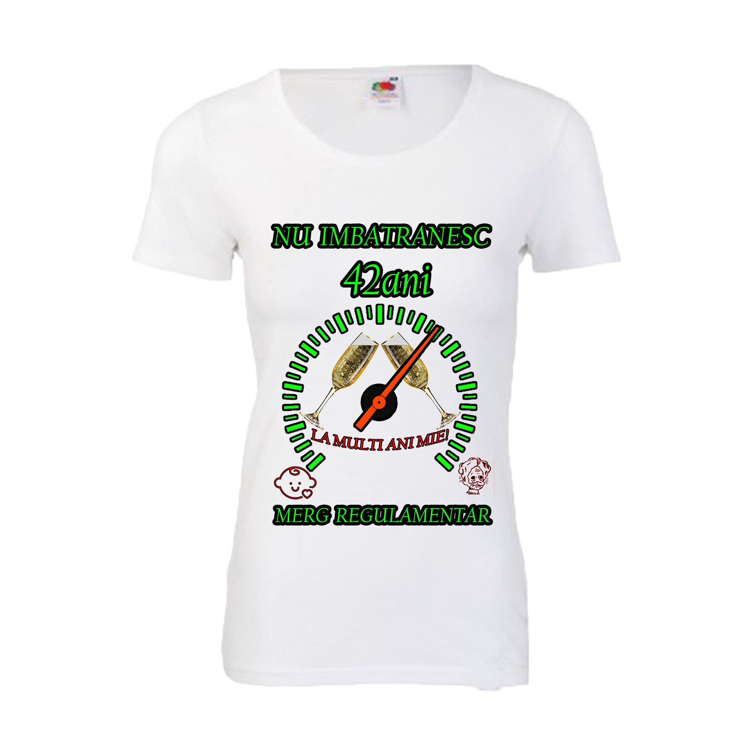 Tricou personalizat dama Fruit of the loom nu imbatranesc 42 alb M