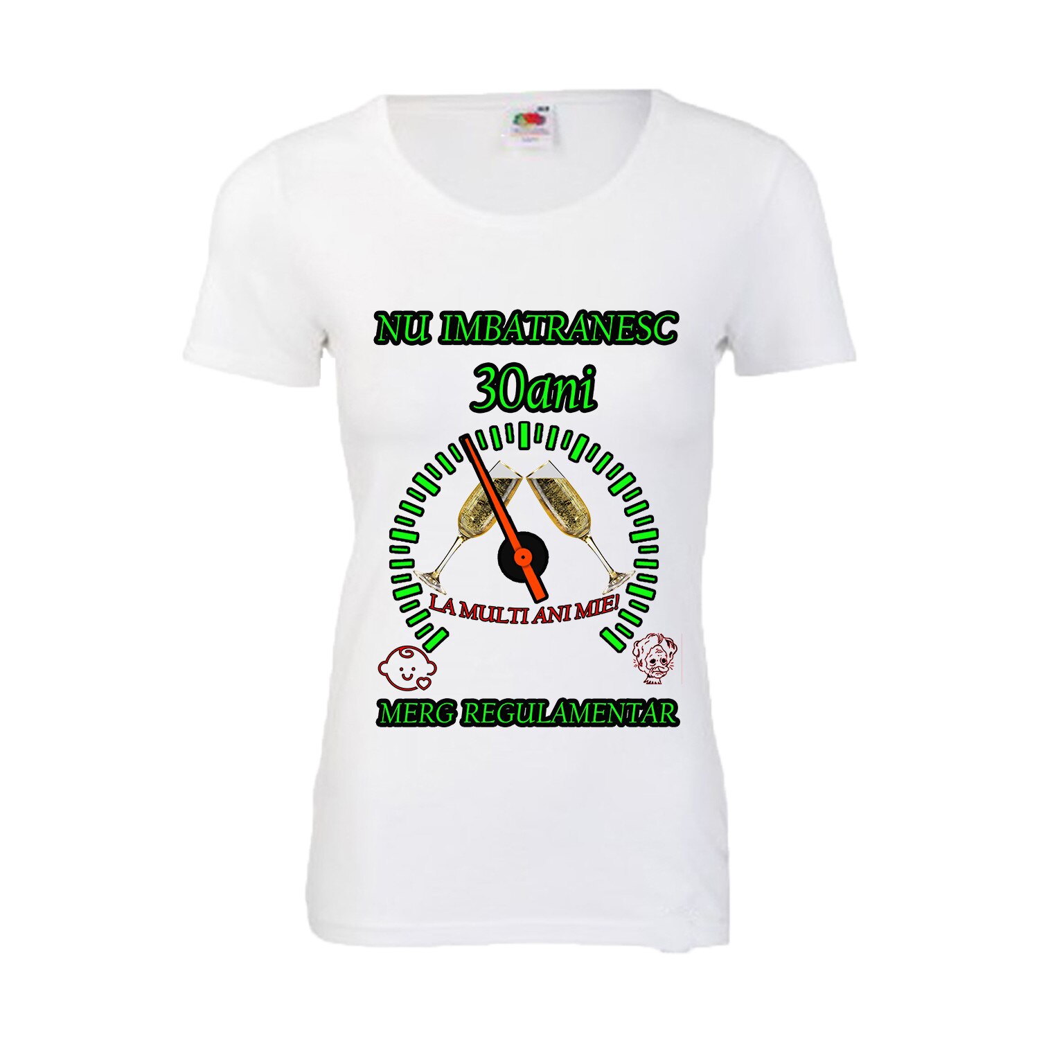 Tricou personalizat dama Fruit of the loom nu imbatranesc 30 alb S