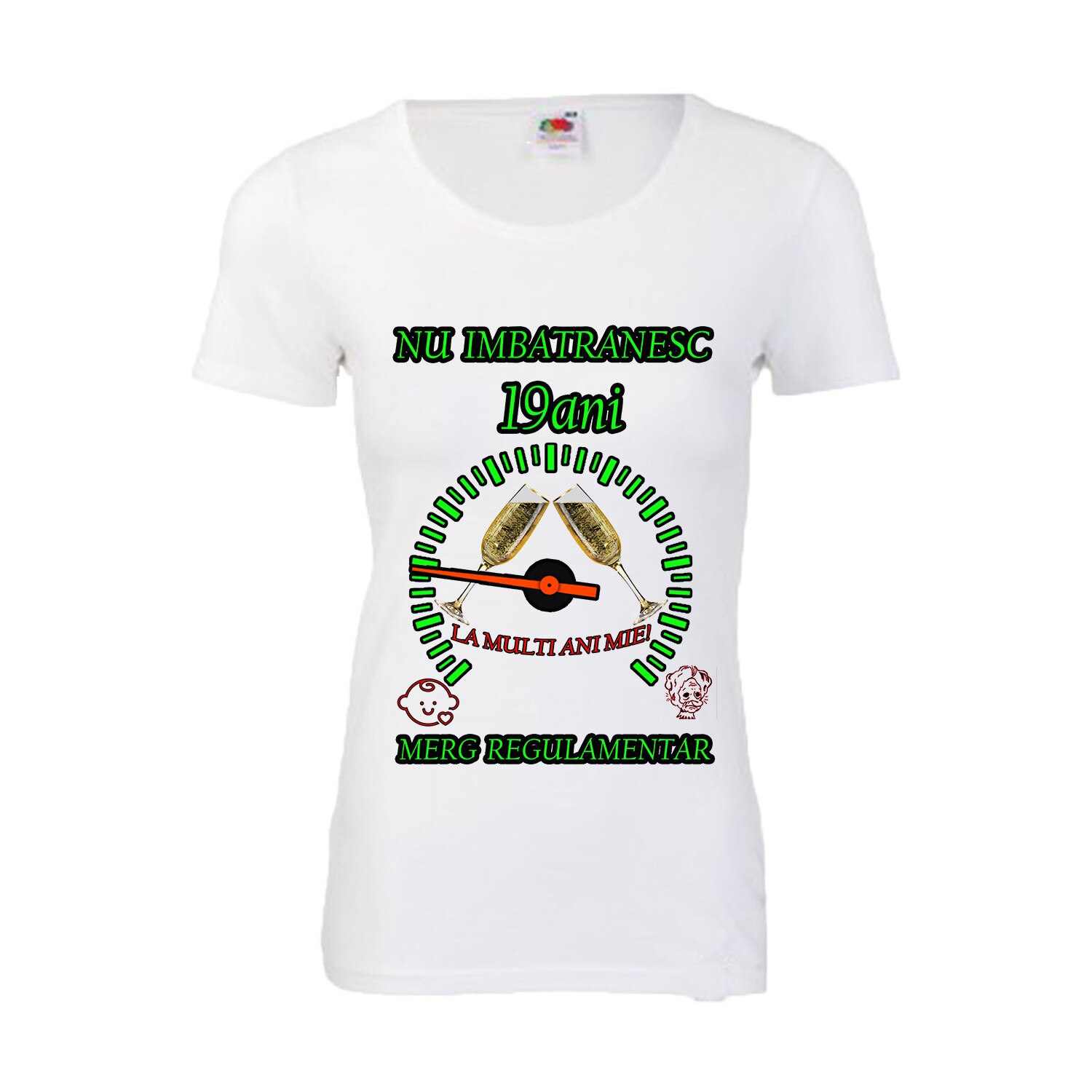 Tricou personalizat dama Fruit of the loom nu imbatranesc 19 alb S