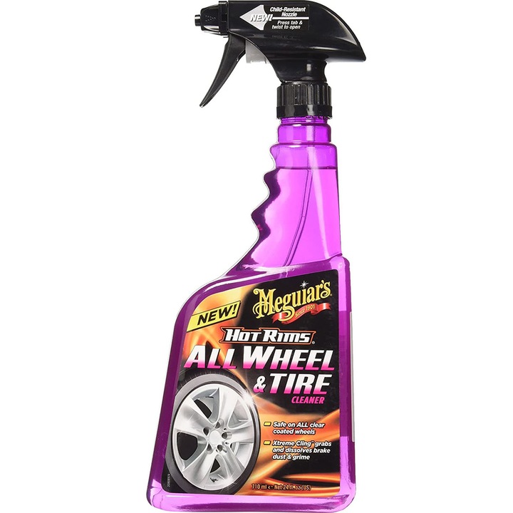 Solutie auto spray pentru curatare jante si anvelope Meguiar's, 710ml, Hot Rims Wheel & Tire Cleaner