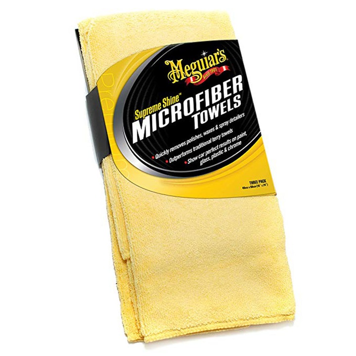 Laveta curatare suprafete Meguiar's, indepartare polish, ceara, 1 bucata, 40 x 63 cm, Supreme Shine Microfiber Towel,