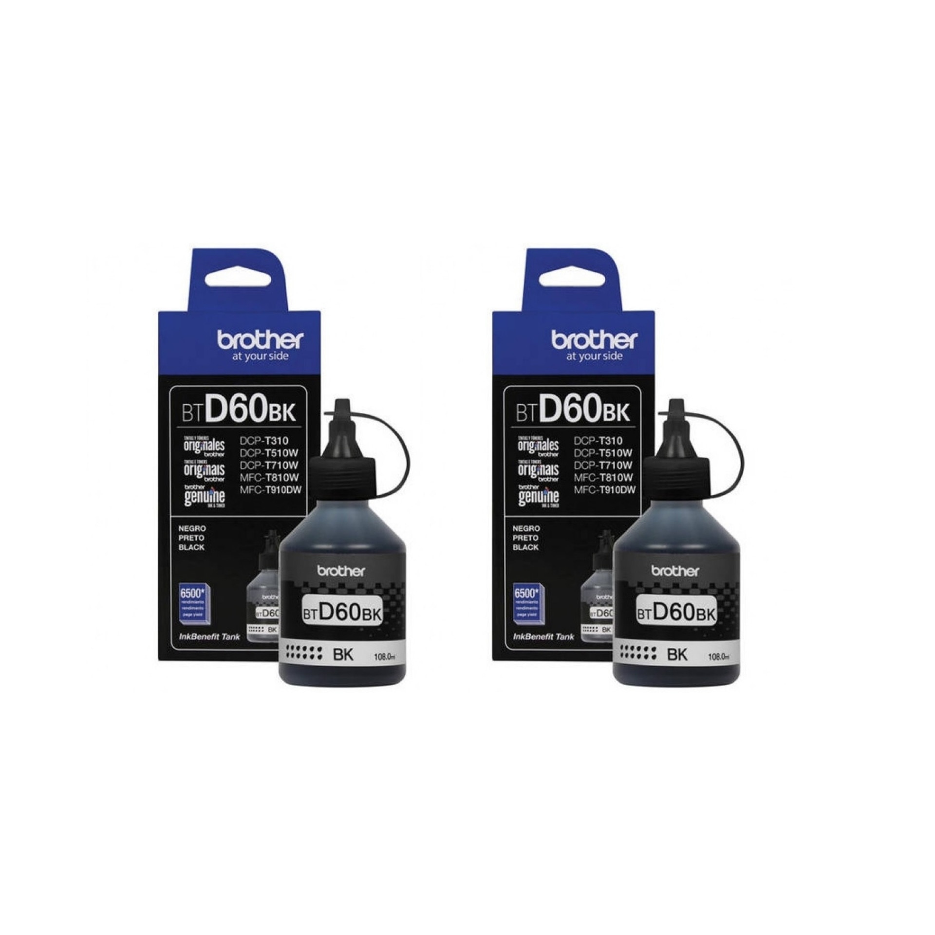 Pachet flacon refill cerneala BTD60BK x 2 negru Brother original 13000 pagini