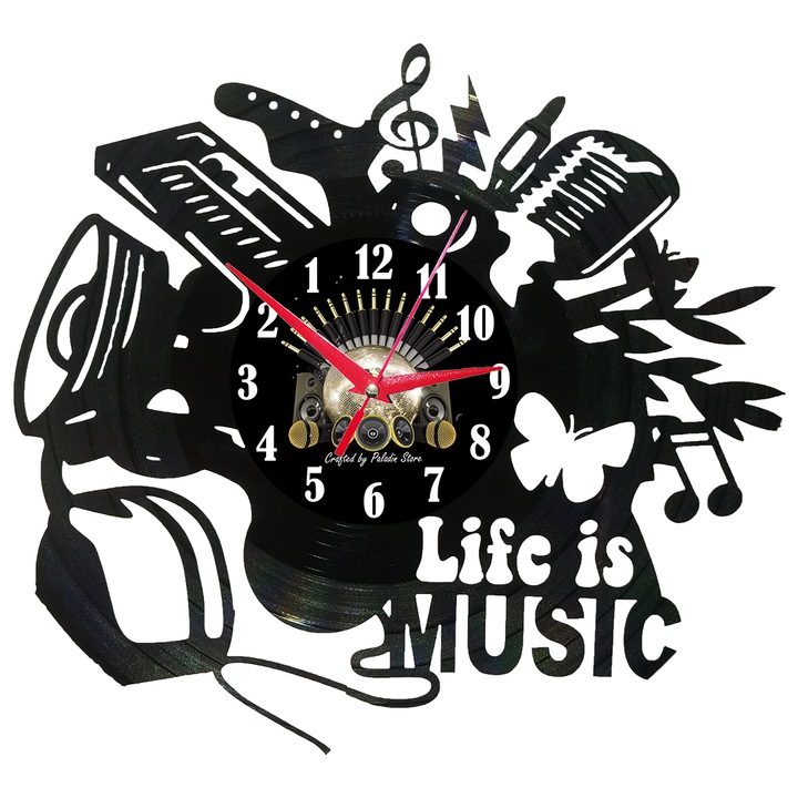 Ceas de perete disc vinil sens invers - Life is Music