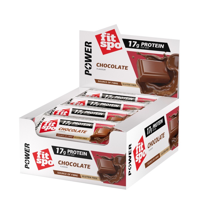 Протеинов бар FitSpo Power 17g протеин, Chocolate, 12x55g