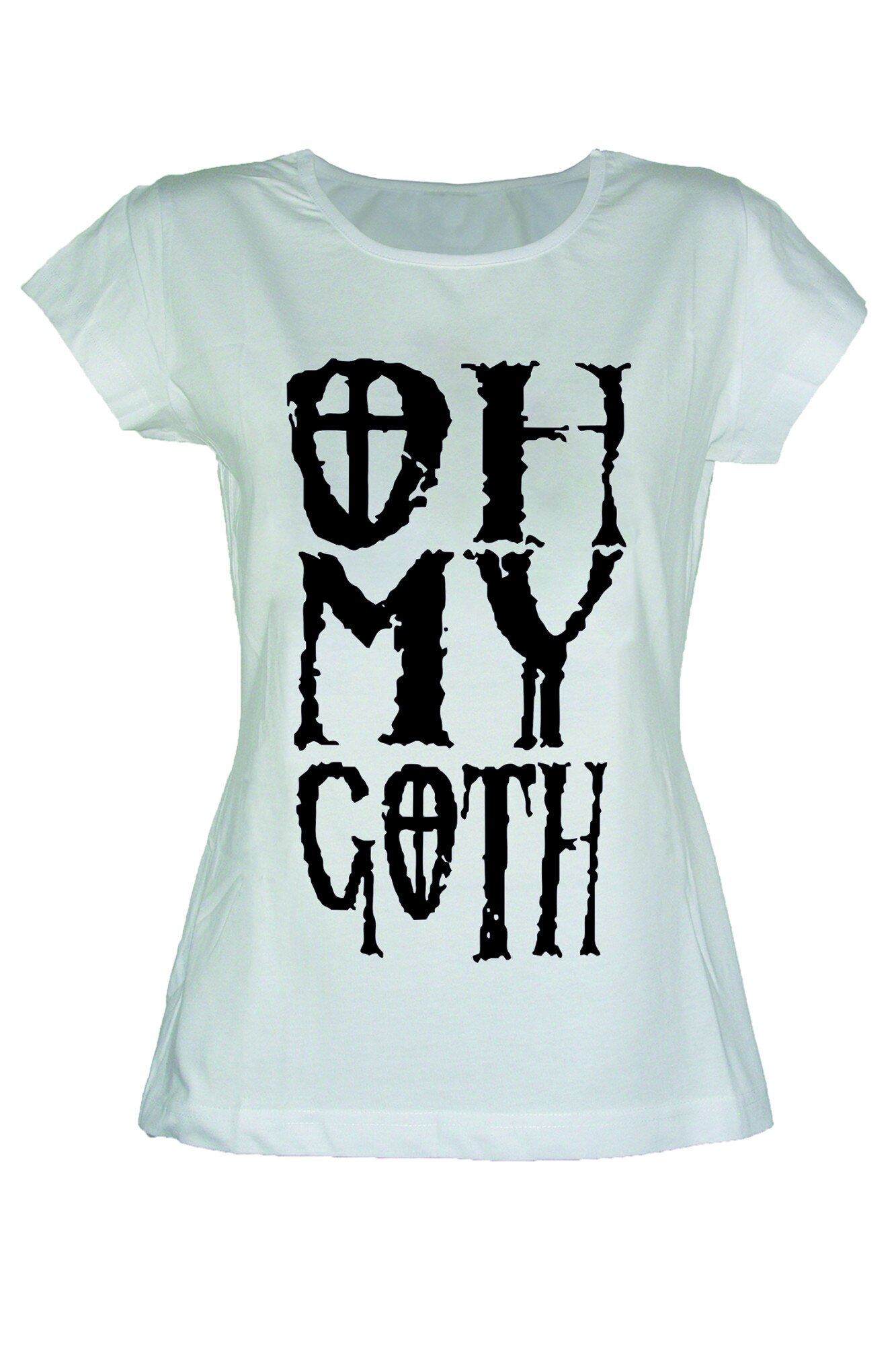 Tricou negru dama Oh My Goth, Alb