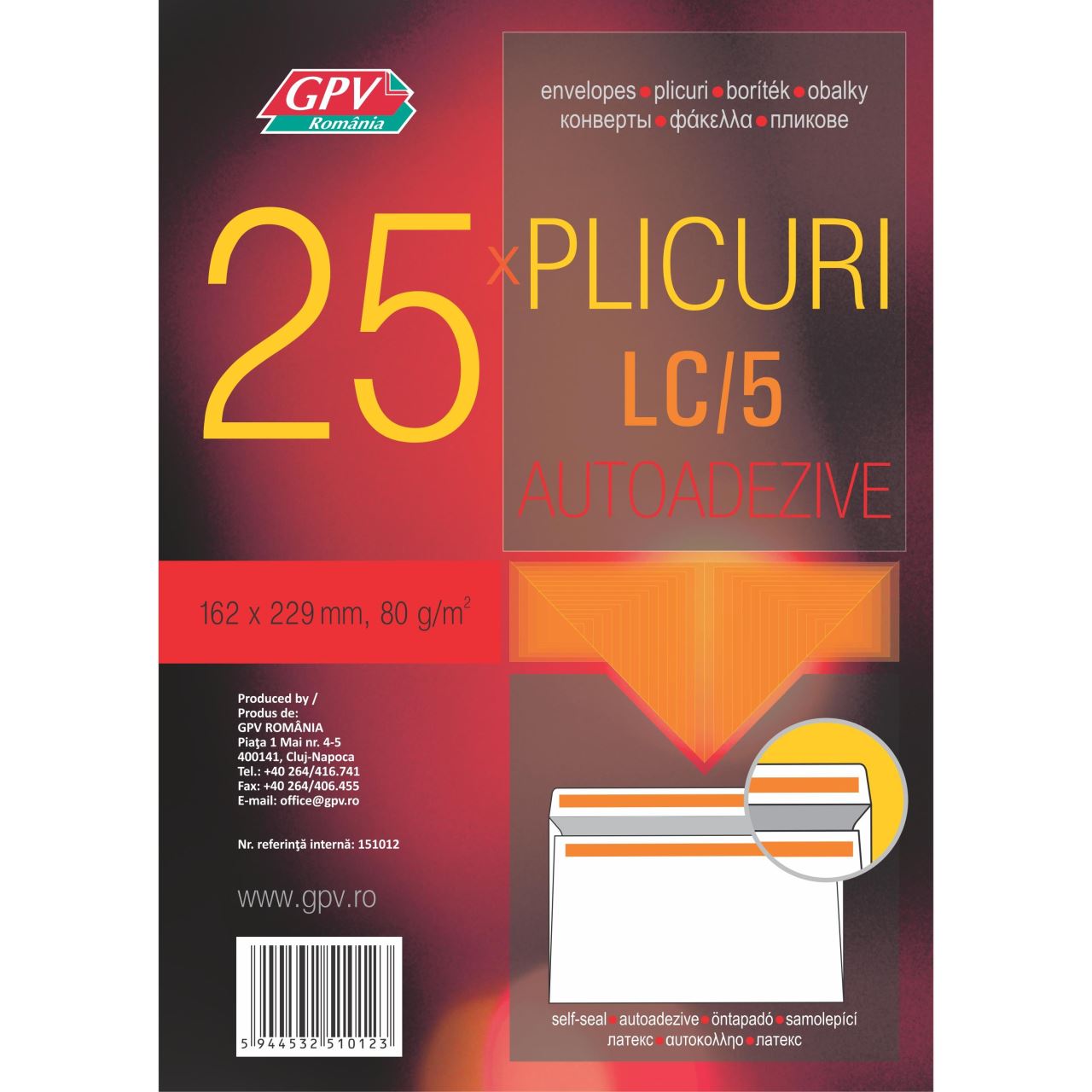 Plic pachet C5 *LC (162 x 229 mm), alb, autoadeziv, 25 bucati