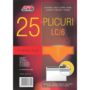 Plic pachet C6 (114 x 162 mm), alb, siliconic, 25 bucati Plic pachet C6 (114 x 162 mm), alb, siliconic, 25 bucati