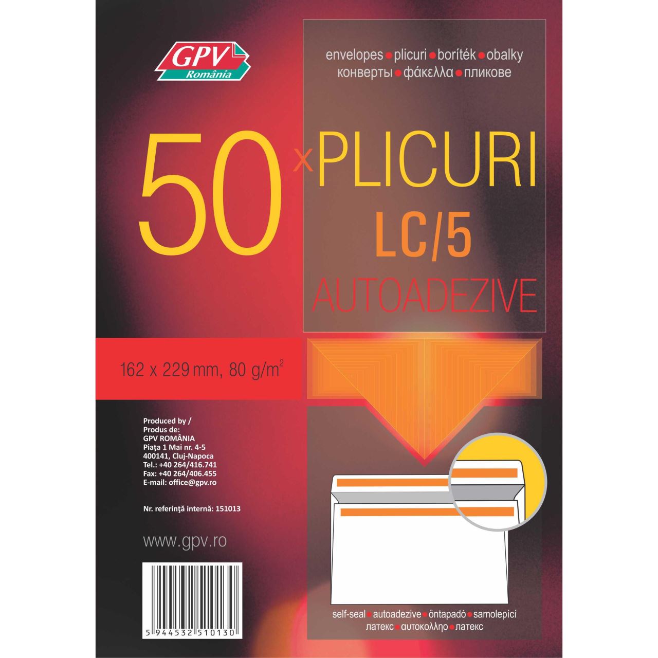Plic pachet C5 *LC (162 x 229 mm), alb, autoadeziv, 50 bucati