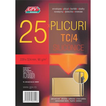 Plic pachet C4 (229 x 324 mm), kraft, siliconic, 25 bucati Plic pachet C4 (229 x 324 mm), kraft, siliconic, 25 bucati