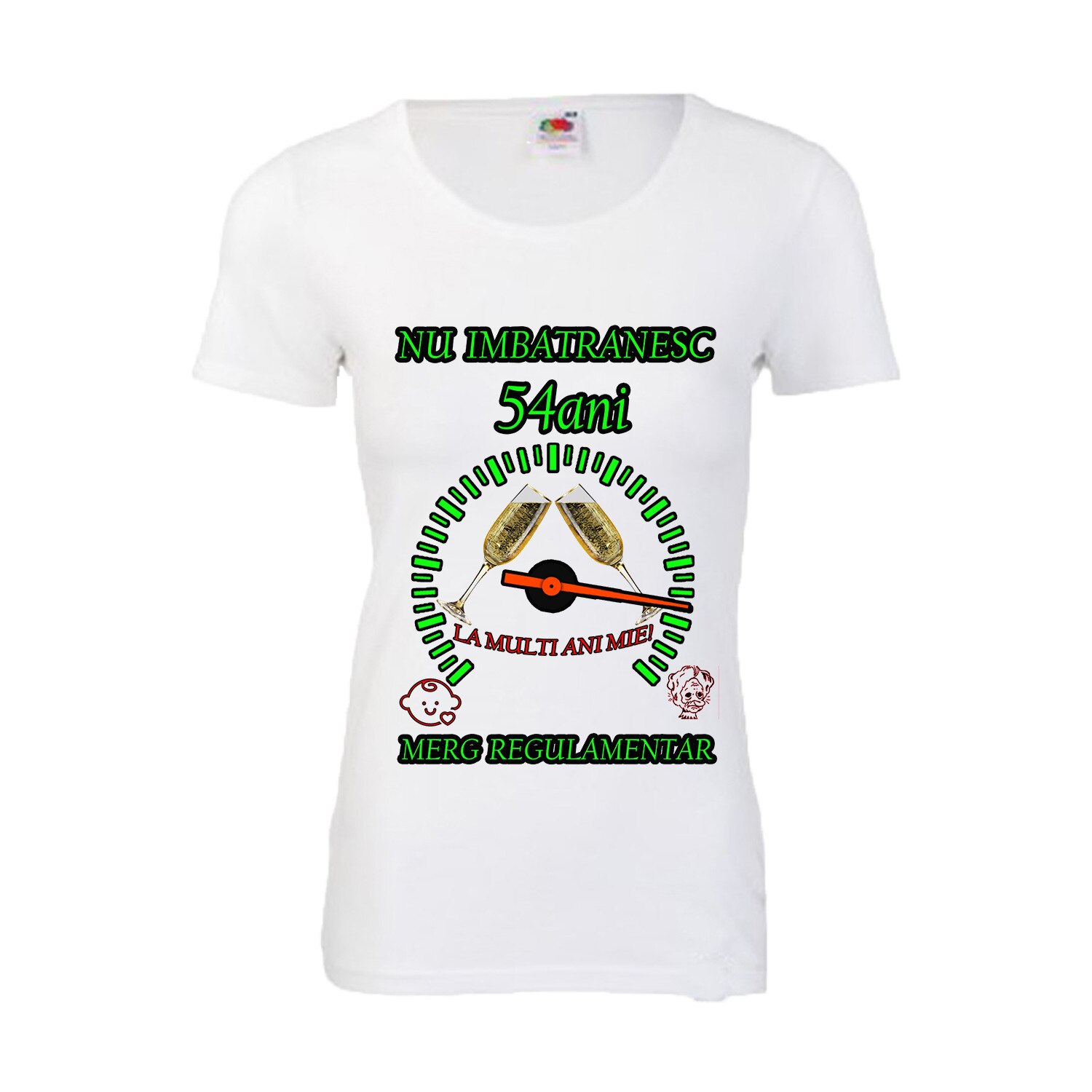 Tricou personalizat dama Fruit of the loom nu imbatranesc 54 alb M