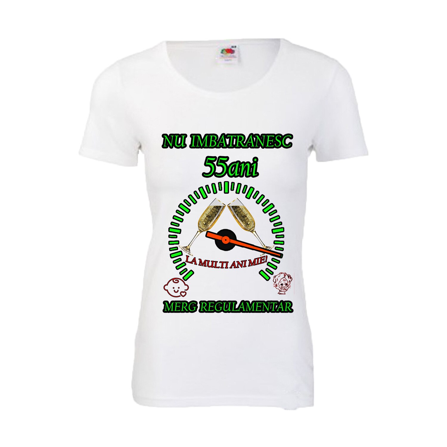 Tricou personalizat dama Fruit of the loom nu imbatranesc 55 alb M