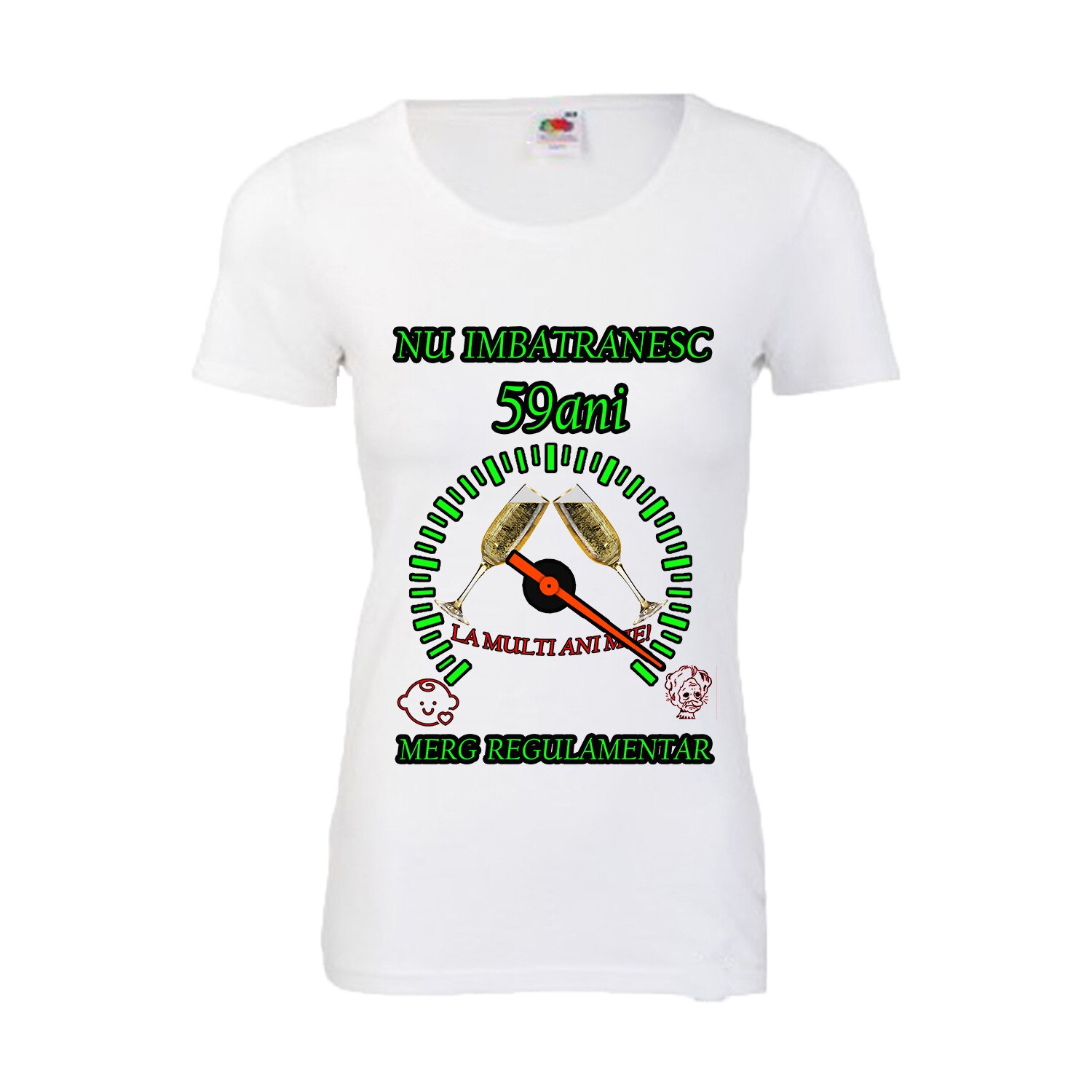 Tricou personalizat dama Fruit of the loom nu imbatranesc 59 alb M