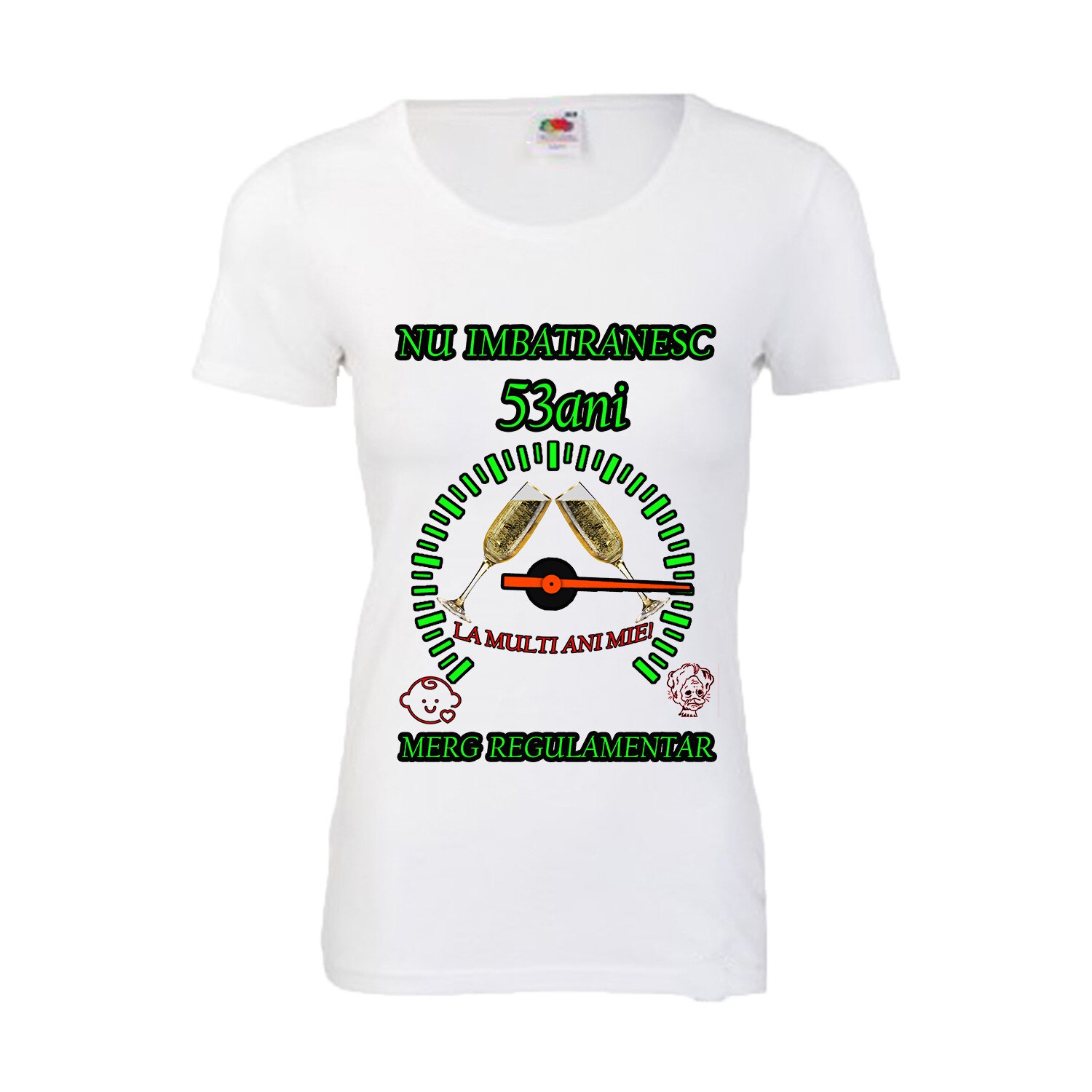 Tricou personalizat dama Fruit of the loom nu imbatranesc 53 alb XL