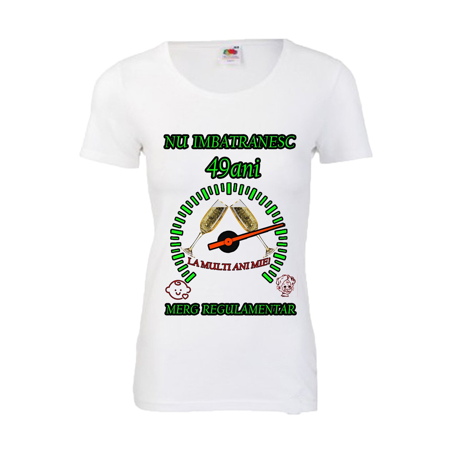 Tricou personalizat dama Fruit of the loom nu imbatranesc 49 alb S