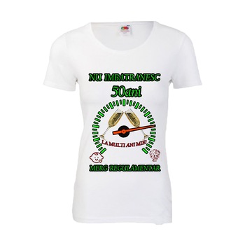 Tricou personalizat dama Fruit of the loom nu imbatranesc 50 alb L Tricou personalizat dama Fruit of the loom nu imbatranesc 50 alb L