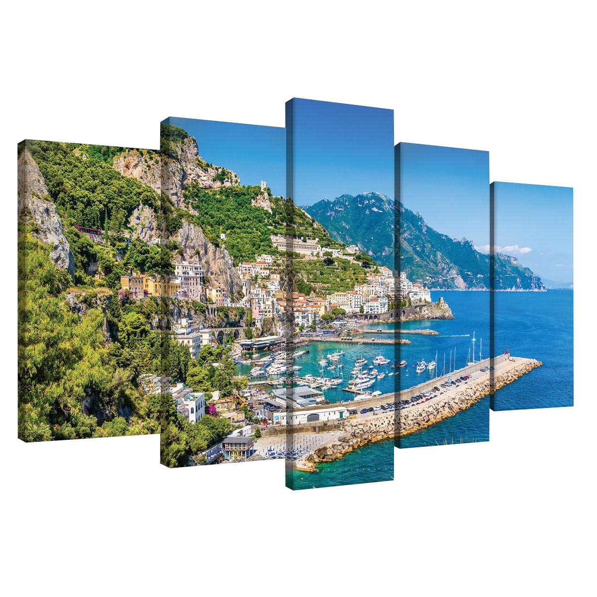 Set Tablouri DEGRETS 78481 Canvas, 60 x 100 cm, 5 piese (2x40x20 cm, 2x50x20 cm, 1x60x20 cm), Vedere Paradis