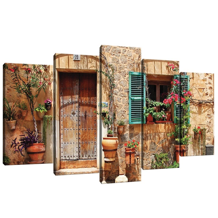 Set Tablouri DEGRETS 78483 Canvas, 60 x 100 cm, 5 piese (2x40x20 cm, 2x50x20 cm, 1x60x20 cm), Strazi vechi