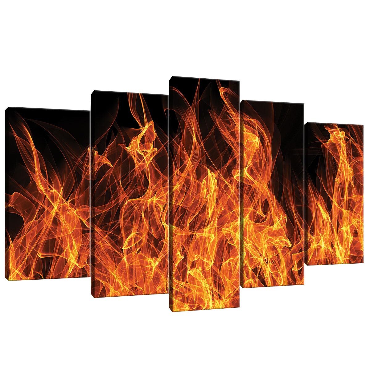 Set Tablouri DEGRETS 78486 Canvas, 60 x 100 cm, 5 piese (2x40x20 cm, 2x50x20 cm, 1x60x20 cm), Foc 3D