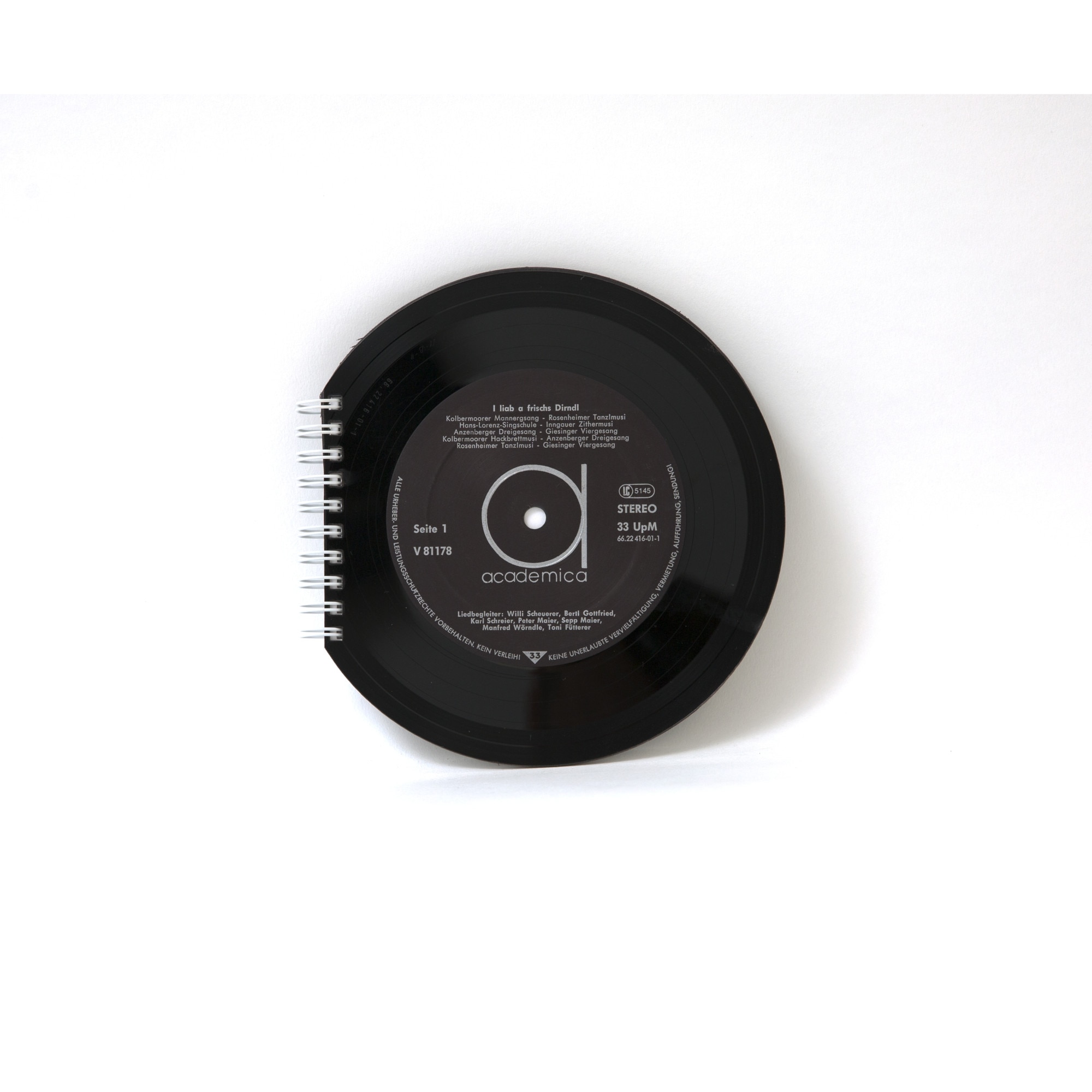 Agenda vinil reciclat, Vinilistic, A5, Academica, 16 cm, Agenda Rotunda, Cadou din vinyl