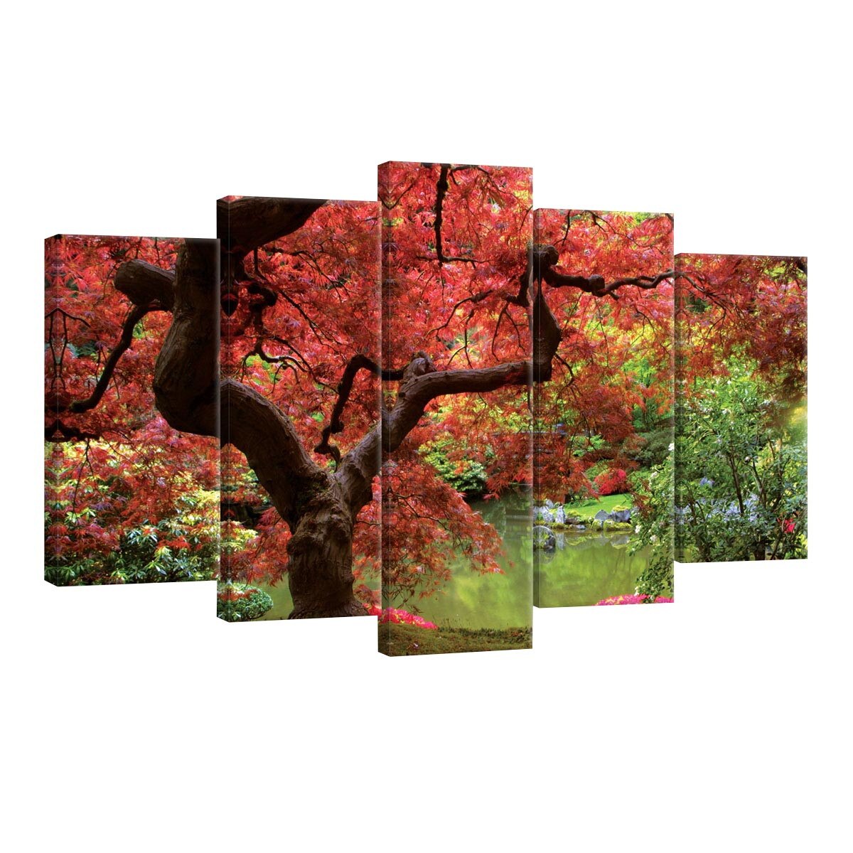 Set Tablouri DEGRETS 78504 Canvas, 60 x 100 cm, 5 piese (2x40x20 cm, 2x50x20 cm, 1x60x20 cm), Natura 4