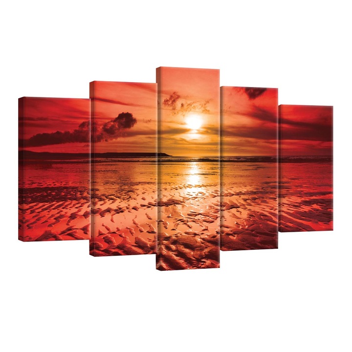 Set Tablouri DEGRETS 78505 Canvas, 60 x 100 cm, 5 piese (2x40x20 cm, 2x50x20 cm, 1x60x20 cm), Apus 2