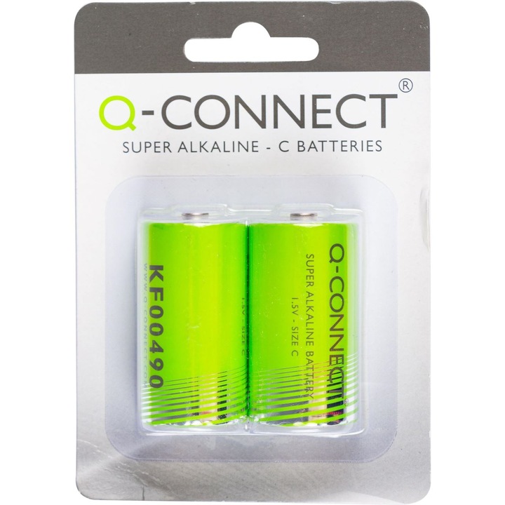 Baterii Alcaline Q-CONNECT R14, Tip C, 1.5V, 2 Buc/Set