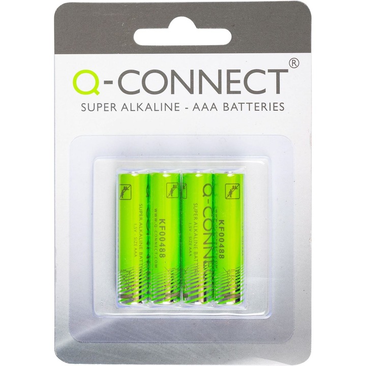 Baterii Alcaline Q-CONNECT R3, Tip AAA, 1.5V, 4 Buc/Set