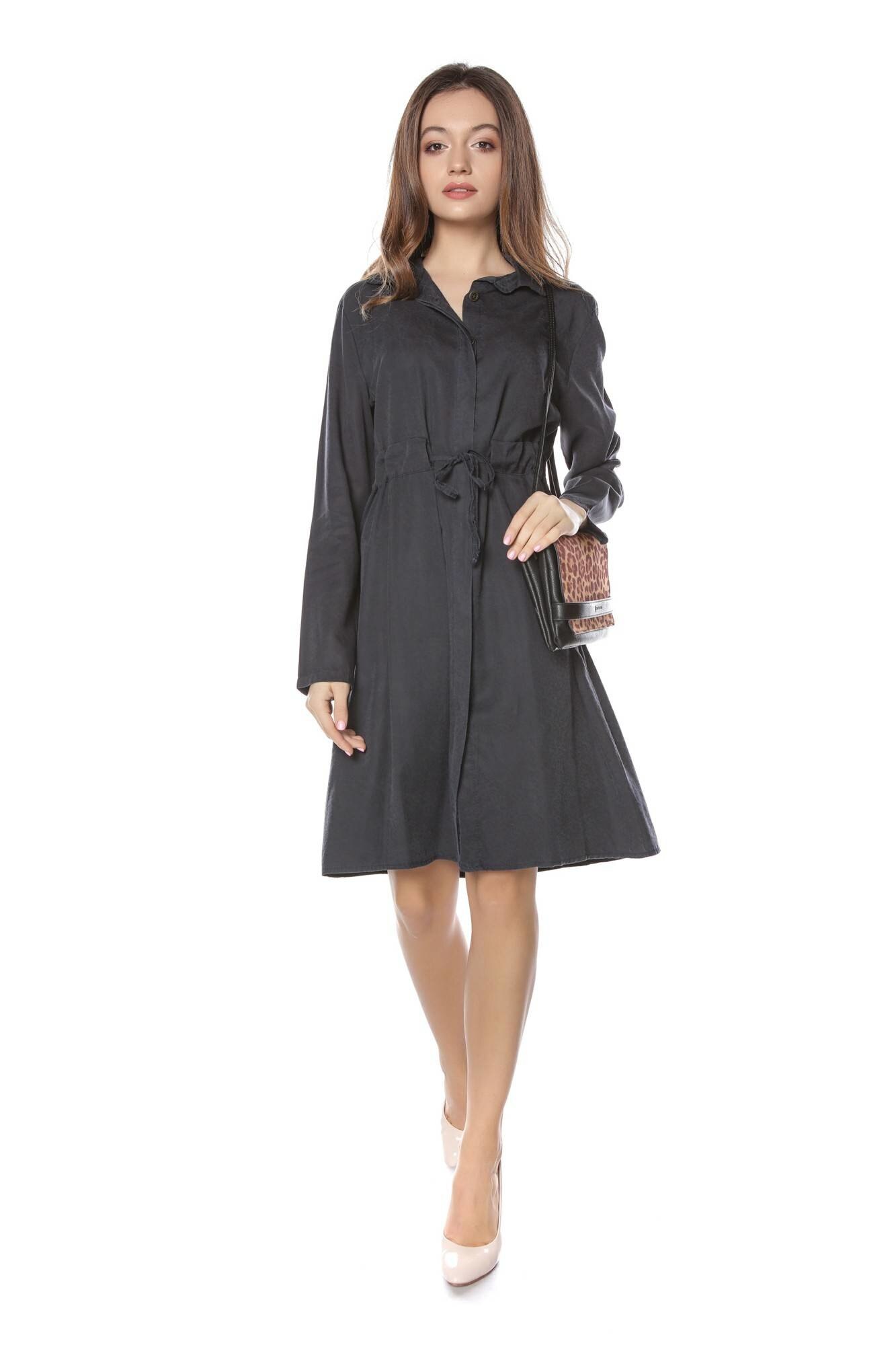 Rochie midi, bleumarin cu animal print ROH , S-M