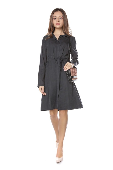 Rochie midi, bleumarin cu animal print ROH, S-M