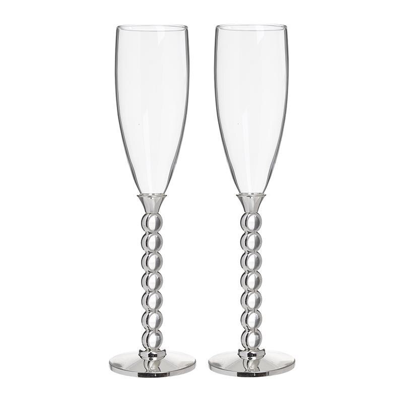 Set 2 pahare Wedding, sticla si nichel, 7 x 26 cm