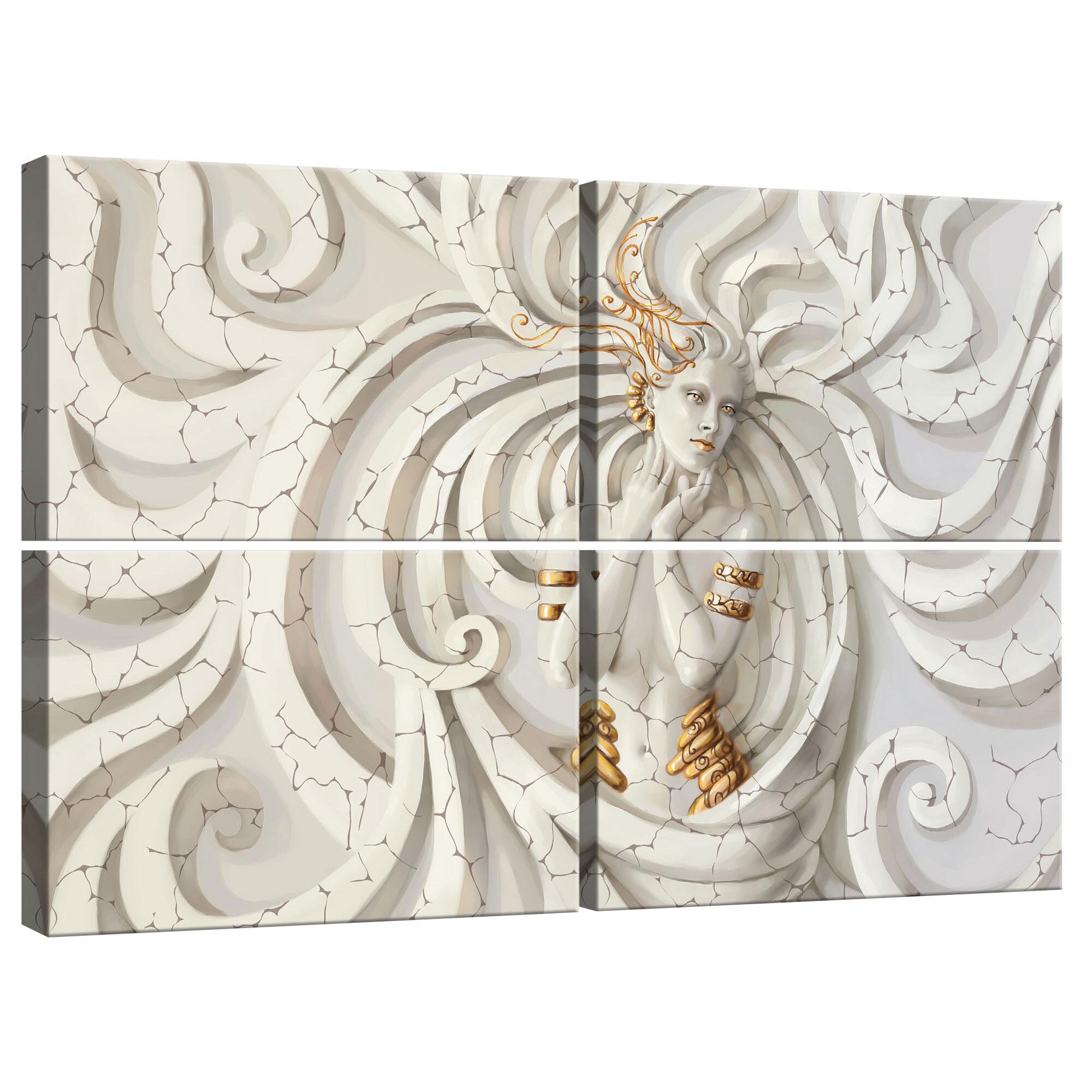 Set Tablouri DEGRETS 78385 Canvas, 80 x 120 cm, 4 piese (4x40x60 cm), Zeita 1