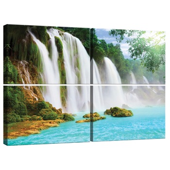 Set Tablouri DEGRETS 78387 Canvas, 80 x 120 cm, 4 piese (4x40x60 cm), Cascada Paradis 1 3D Set Tablouri DEGRETS 78387 Canvas, 80 x 120 cm, 4 piese (4x40x60 cm), Cascada Paradis 1 3D