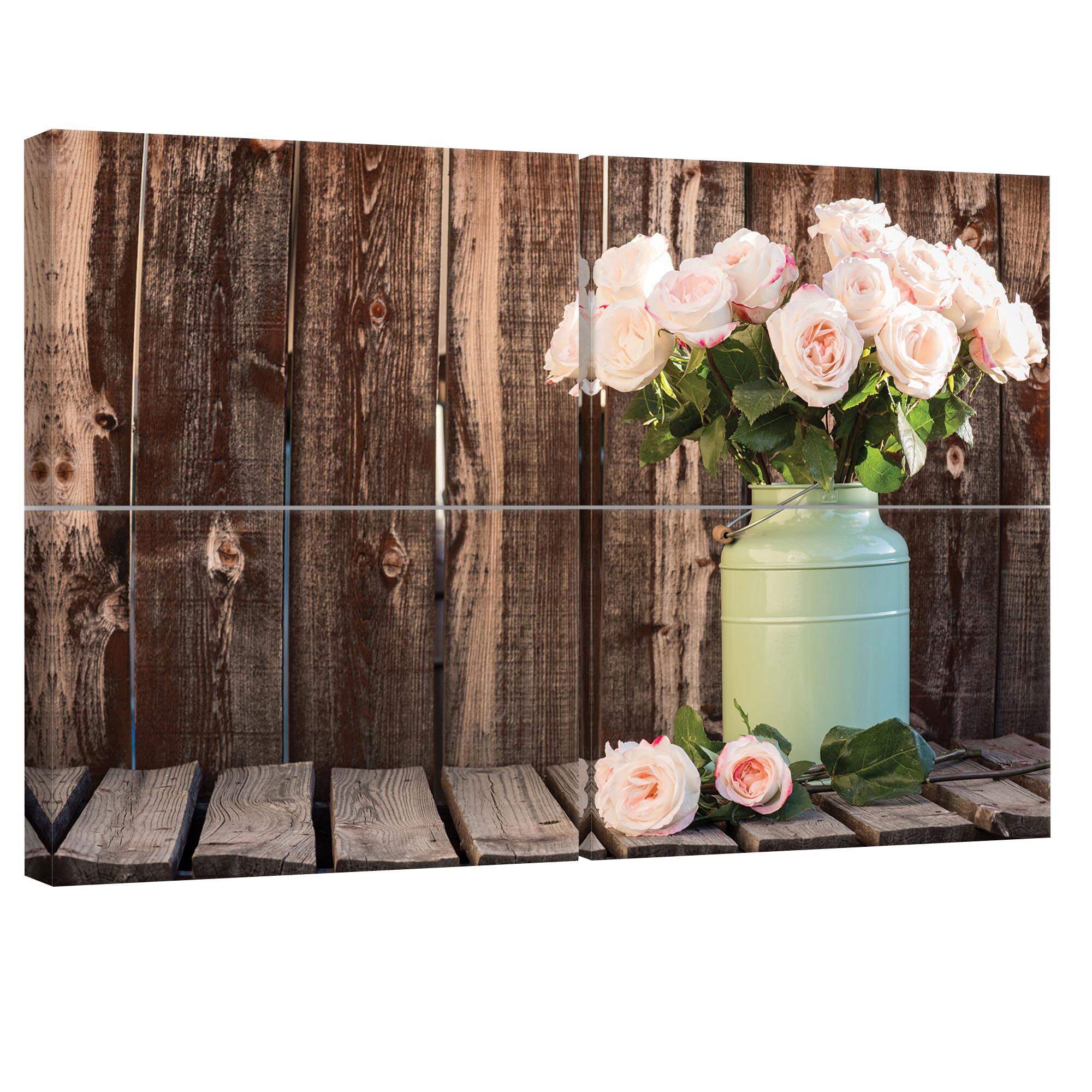 Set Tablouri DEGRETS 78398 Canvas, 80 x 120 cm, 4 piese (4x40x60 cm), Trandafir - décor