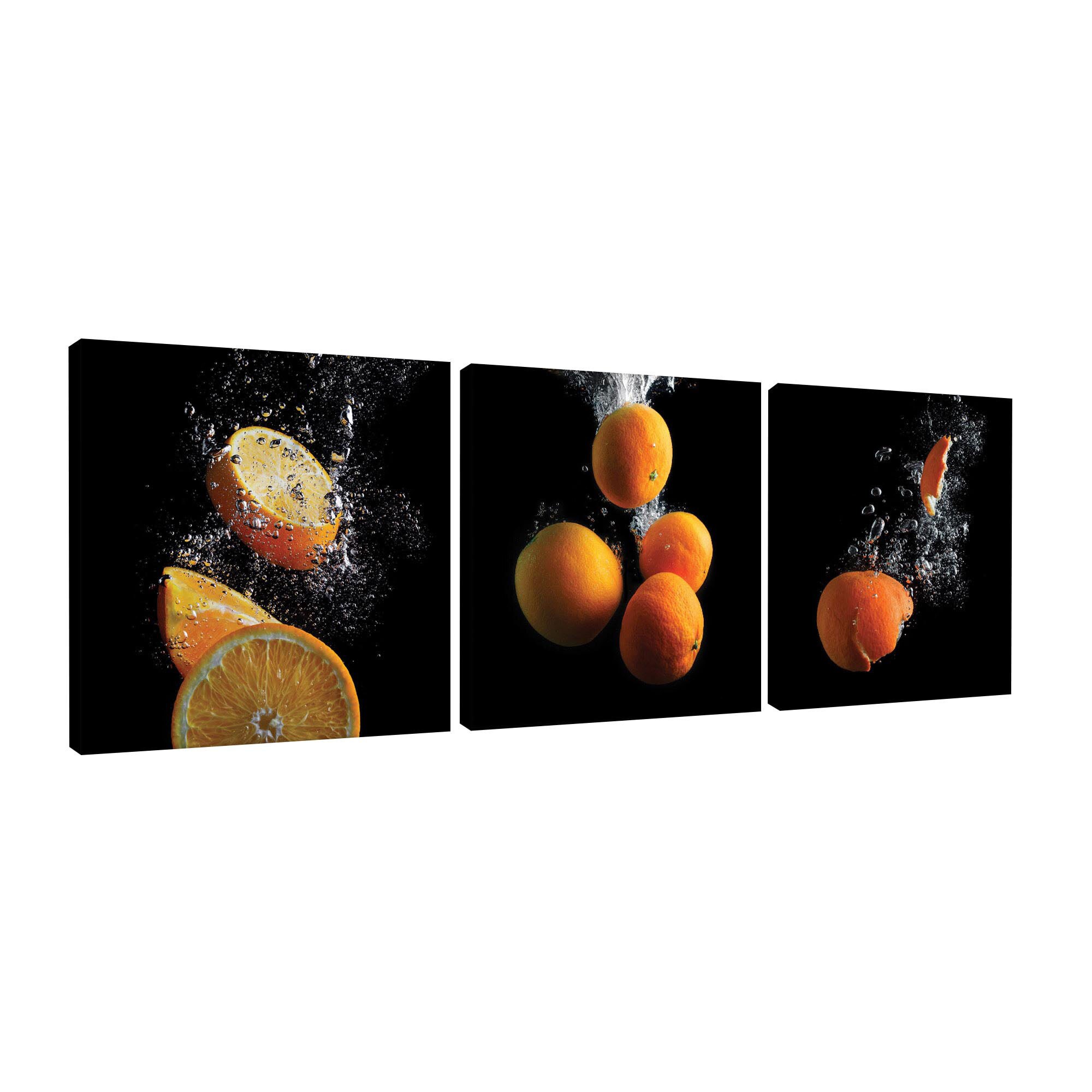Set Tablouri DEGRETS 78412 Canvas, 25 x 75 cm, 3 piese (3x25x25 cm), Portocaliu 3D