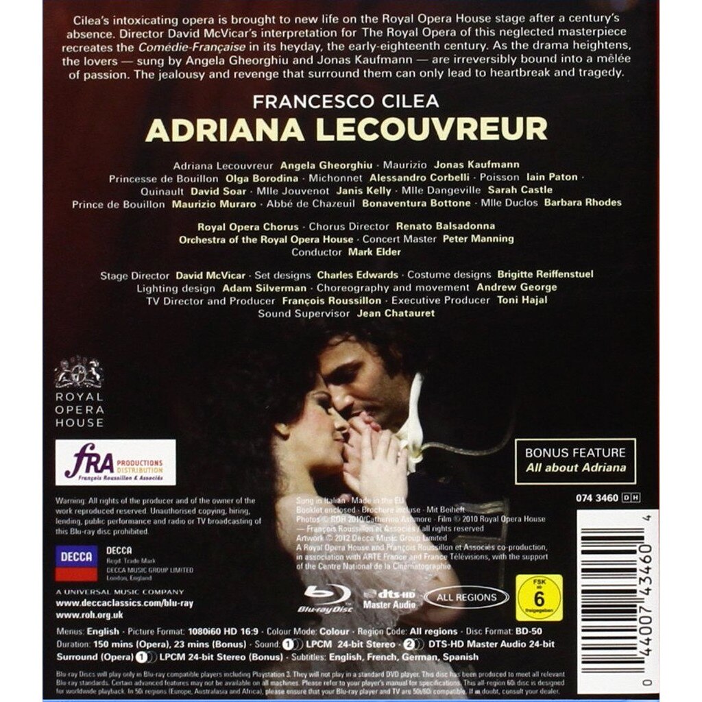 (未使用･未開封品)　Cilea: Adriana Lecouvreur [Blu-ray] [Import] p1m72rm Franceso Cilea Adriana Lecouvreur Blue ray| CapitanStock