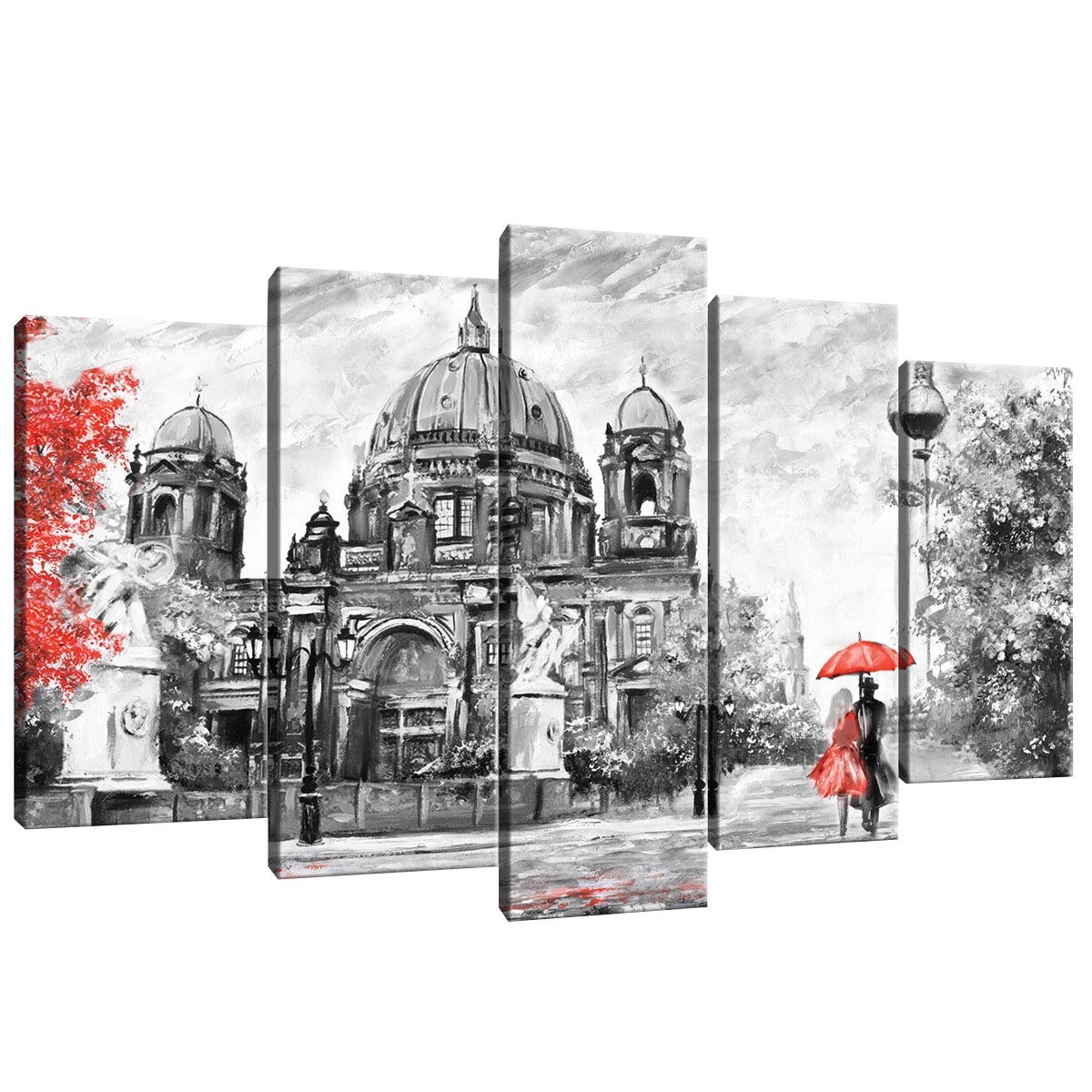 Set Tablouri DEGRETS 78520 Canvas, 60 x 100 cm, 5 piese (2x40x20 cm, 2x50x20 cm, 1x60x20 cm), Oras Arta