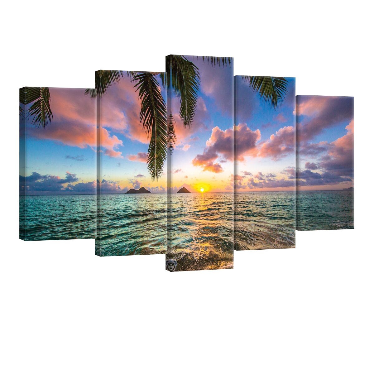 Set Tablouri DEGRETS 78525 Canvas, 60 x 100 cm, 5 piese (2x40x20 cm, 2x50x20 cm, 1x60x20 cm), Vedere la mare