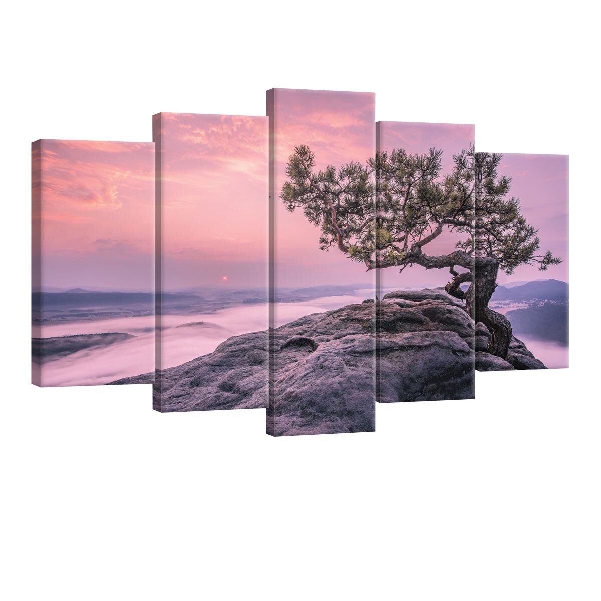 Set Tablouri DEGRETS 78526 Canvas, 60 x 100 cm, 5 piese (2x40x20 cm, 2x50x20 cm, 1x60x20 cm), Lumea viselor