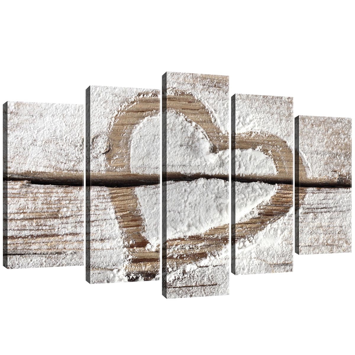 Set Tablouri DEGRETS 78527 Canvas, 60 x 100 cm, 5 piese (2x40x20 cm, 2x50x20 cm, 1x60x20 cm), Dragoste - Inima 2