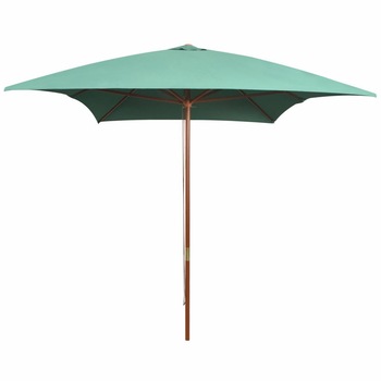 Umbrela de soare cu stalp de lemn, vidaXL, Tesatura, 200 x 300 cm, Verde
