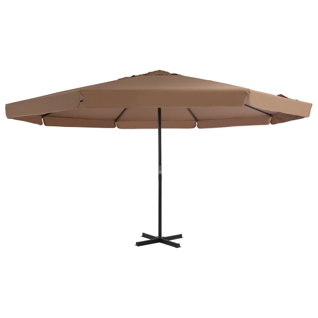Umbrela de exterior cu stalp de aluminiu, vidaXL, Tesatura, 500 x 385 cm, Maro